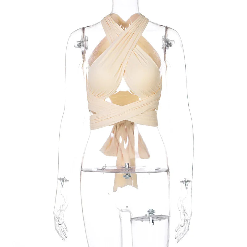 Women's Strappy Crossover Crop Top | Sexy Club Style