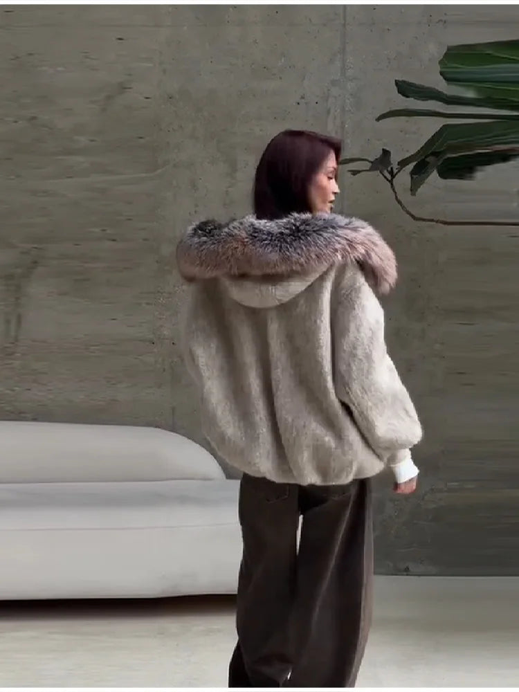 Women's Faux Fur Hooded Jacket | Vintage Winter Style