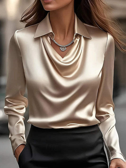 Women's Long-Sleeved Satin Blouse | Office Style